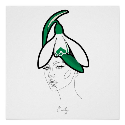 世界に一つだけの1月誕生花肖像画 ポスター (正面)