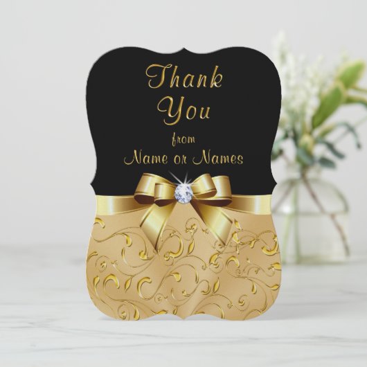 世界に一つだけの、ブラックとゴールドの感謝を伝えるカード 招待状 (スタンド正面)