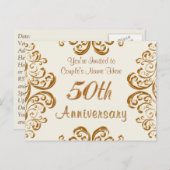 世界に一つだけの、特別な50周年記念結婚式招待状 インビテーションポストカード (正面/裏面)
