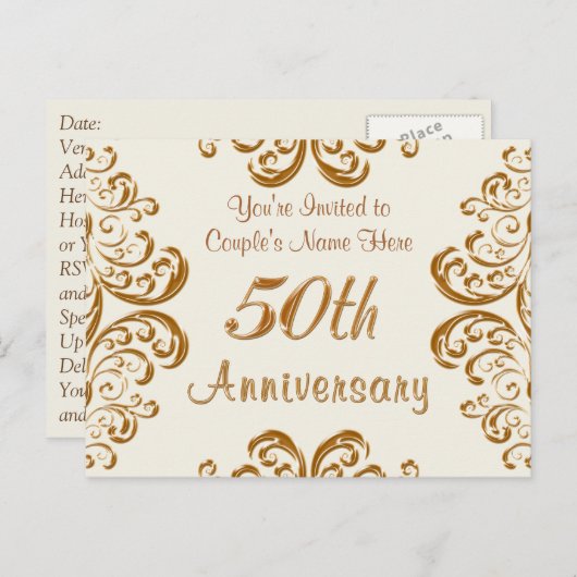 世界に一つだけの、特別な50周年記念結婚式招待状 インビテーションポストカード (正面/裏面)