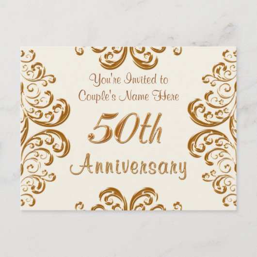 世界に一つだけの、特別な50周年記念結婚式招待状 インビテーションポストカード (正面)