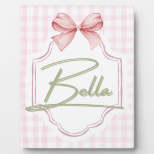 世界に一つだけの Bella Baby Girl Nursery Bow&Gingham フォトプラーク