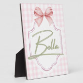 世界に一つだけの Bella Baby Girl Nursery Bow&Gingham フォトプラーク (側面)