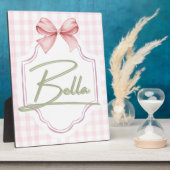 世界に一つだけの Bella Baby Girl Nursery Bow&Gingham フォトプラーク (側面)