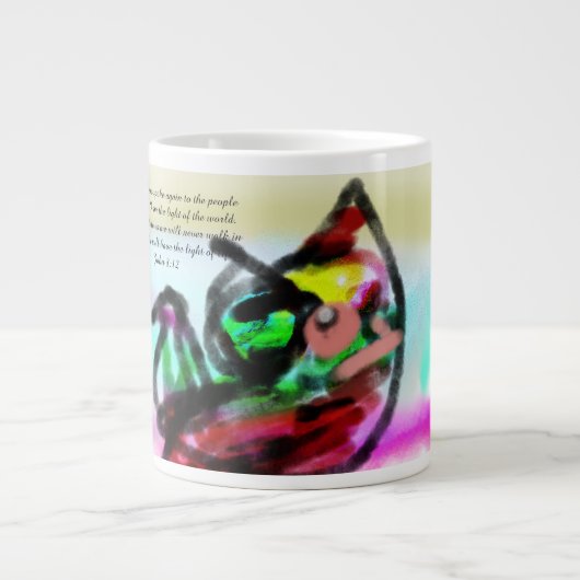 世界に光をもたらすイエス様 ジャンボコーヒーマグカップ (正面)