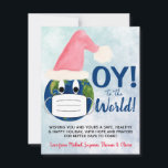世界に向けて！パンデミックおもしろいクリスマスハヌカー シーズンカード<br><div class="desc">今年おもしろいは表現このホリ感じデーカード。サンタ帽と顔マスクを着た地球のかわいいイメージ。「OY!読ザ・ワールドへ！」のキャプション 短い手紙や挨拶の希望と表現あなたの署名に加え最高のて、より良い日を望むための宇宙がある。今年の休暇の間最高のに、かわいい方法で願いを送る。クリスマスかハヌカーか。</div>