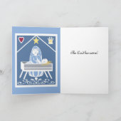 世界に喜びのクリスマス天使がトランペットを吹く カード (内部)