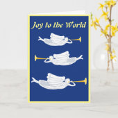 世界に喜びのクリスマス 天使のトランペット カード (黄色い花)