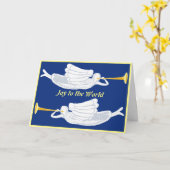 世界に喜びのクリスマス 天使のラッパ カード (黄色い花)