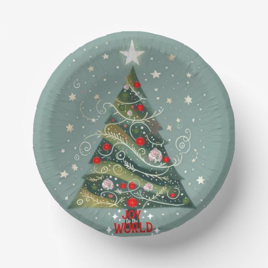 世界に喜びをクリスマスの木 ペーパーボウル (正面)