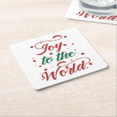 世界に喜びを与える スクエアペーパーコースター (アングル)