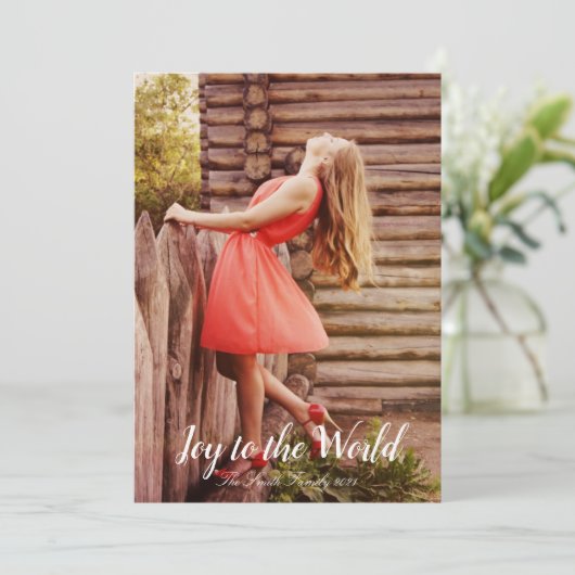 世界に喜びを キリスト教のクリスマス カスタマイズ可能 シーズンカード (スタンド正面)