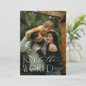 世界に喜びを タイポグラフィ ホリデー フォト カード (スタンド正面)