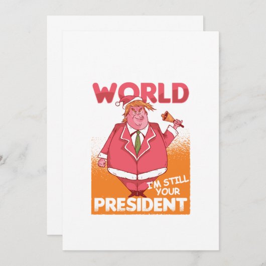 世界に喜びを トランプ サンタクロース クリスマス 新年 祝 招待状 (正面/裏面)