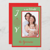 世界に喜びを フォト ホリデー フラット カード (正面/裏面)