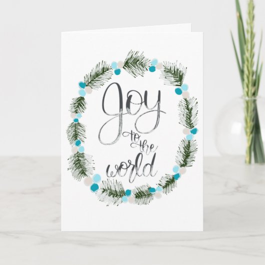 世界に喜びを ブルーベリーのクリスマスカード カード (正面)