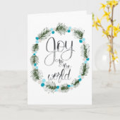 世界に喜びを ブルーベリーのクリスマスカード カード (黄色い花)