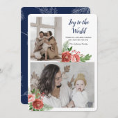 世界に喜びを ホリデーシーズンの写真付きグリーティング シーズンカード (正面/裏面)