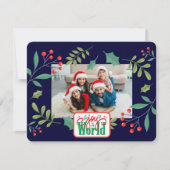 世界に喜びを ホリーベリー(あなたの写真を追加してください) シーズンカード (正面)