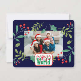 世界に喜びを ホリーベリー (あなたの写真を追加してください) シーズンカード