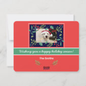 世界に喜びを ホリーベリー(あなたの写真を追加してください) シーズンカード (裏面)