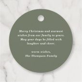 世界に喜びを ラスティック タウペ グリーン クリスマス フェイバータグ (裏面)