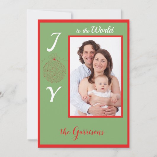 『世界に喜びを』写真ホリデー フラット カード (正面)