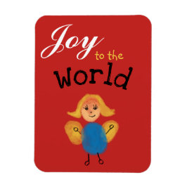 世界に喜びを 子どもの指紋アート クリスマス マグネット