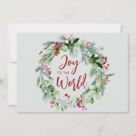 世界に喜びを 水彩冬のリース シーズンカード