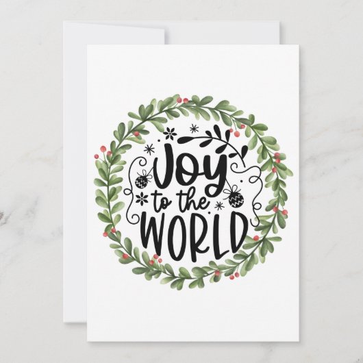 世界に喜びを 水彩画の花輪 シーズンカード (正面)