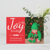 世界に喜びを 赤いクリスマス写真カード シーズンカード (スタンド正面)