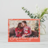 世界に喜びを、雪の結晶が赤く輝く写真 シーズンカード (スタンド正面)