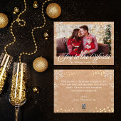 世界に喜びを、雪の結晶が輝くクラフト写真 シーズンカード