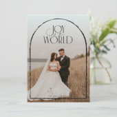 世界に喜びを 黒アーチフレームの写真でクリスマスを祝おう シーズンカード (スタンド正面)