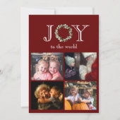 世界に喜びを 4枚の写真入り パーソナライズ レッド シーズンカード (正面)