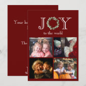 世界に喜びを 4枚の写真入り パーソナライズ レッド シーズンカード (正面/裏面)