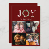 世界に喜びを 4枚の写真 オーダーメイド 赤 シーズンカード (正面/裏面)