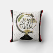 世界に喜ぶグローバルホリデーピンク&レッドストライプズ クッション (裏面)