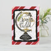 世界に喜ぶグローバルホリデーピンク&レッドストライプズ 招待状 (スタンド正面)