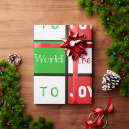 世界に喜ぶタイポグラフィタイルのクリスマス ラッピングペーパー