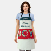 世界に喜ぶ明るいフェスティバルクリスマスキッチン エプロン (着用した状態)