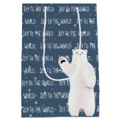 世界に喜ぶ星の上に北極熊 ミディアムペーパーバッグ (裏面)