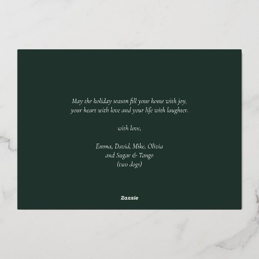 世界に喜ぶ緑の金ゴールド書道写真 箔シーズンカード (裏面)