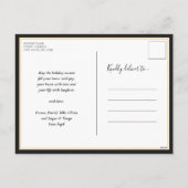 世界に喜ぶ黒書道写真モダン シーズンポストカード (裏面)