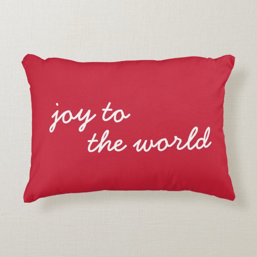 世界に対する喜び |かわいいミニマルなクリスマスレッド アクセントクッション (正面)