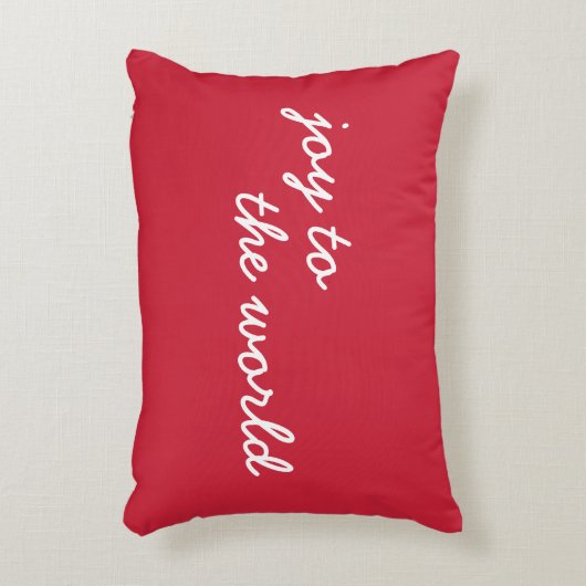 世界に対する喜び |かわいいミニマルなクリスマスレッド アクセントクッション (正面(垂直))