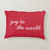 世界に対する喜び |かわいいミニマルなクリスマスレッド アクセントクッション (裏面)