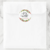 世界に対する喜び |手書きの休日リース ラウンドシール (バッグ)