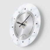 世界に広がる大理結婚石と銀の25番目の幸福 ラージ壁時計 (傾斜)