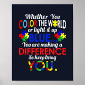 世界に色を付ける、または青い自閉症の意識を光らせる ポスター (正面)